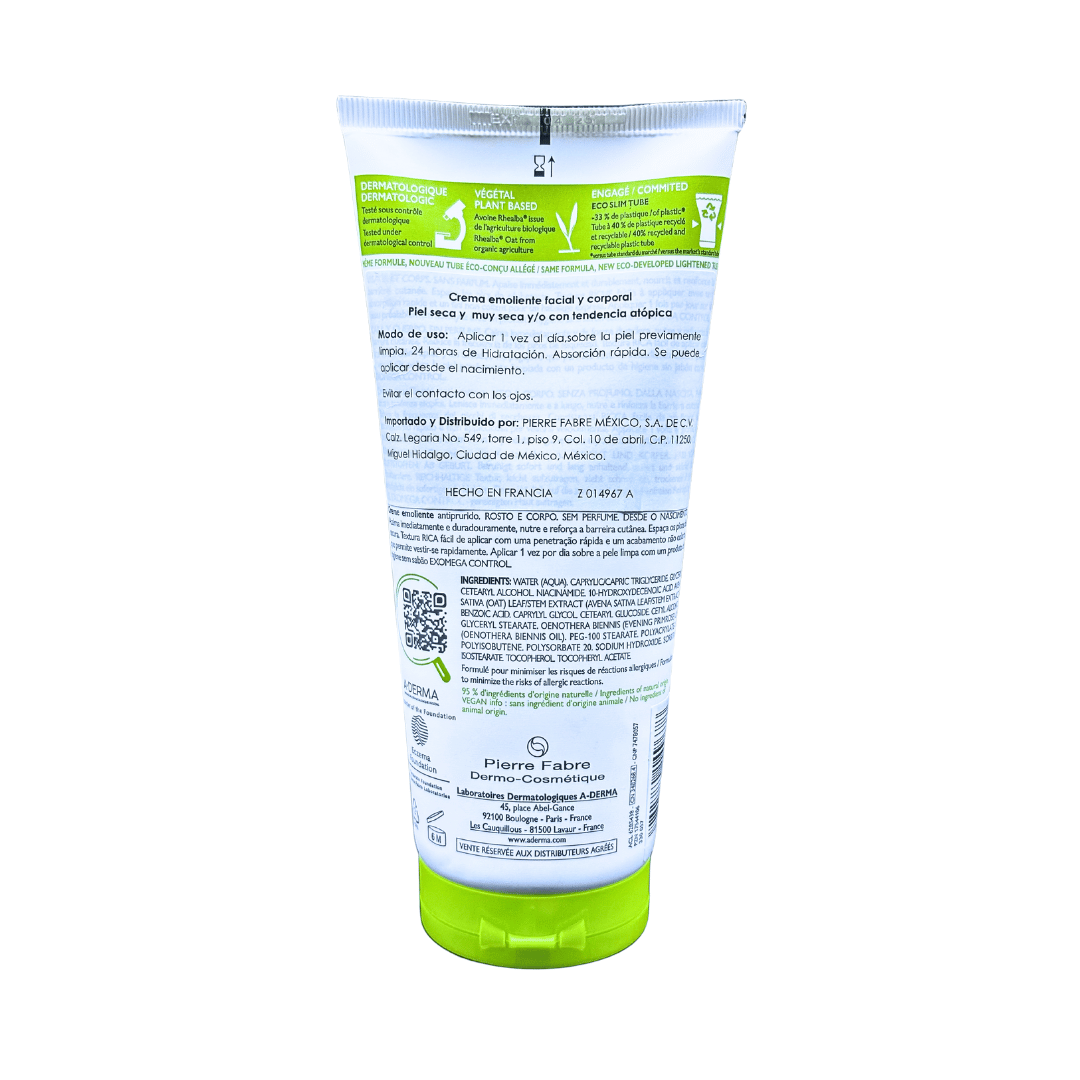 A-derma Exomega Control Crema Emoliente 200ml - Image 2